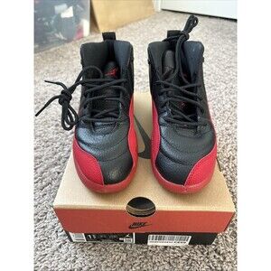 Air Jordan 12 Retro Flu Game 2025 Black Red Preschool Size 1.5Y 1511186 002 New